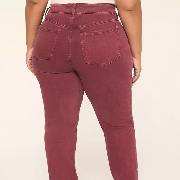 Lane Bryant Tighter Tummy Fit High-Rise Straight Jean - Burgundy NWT - Picture 2 of 6